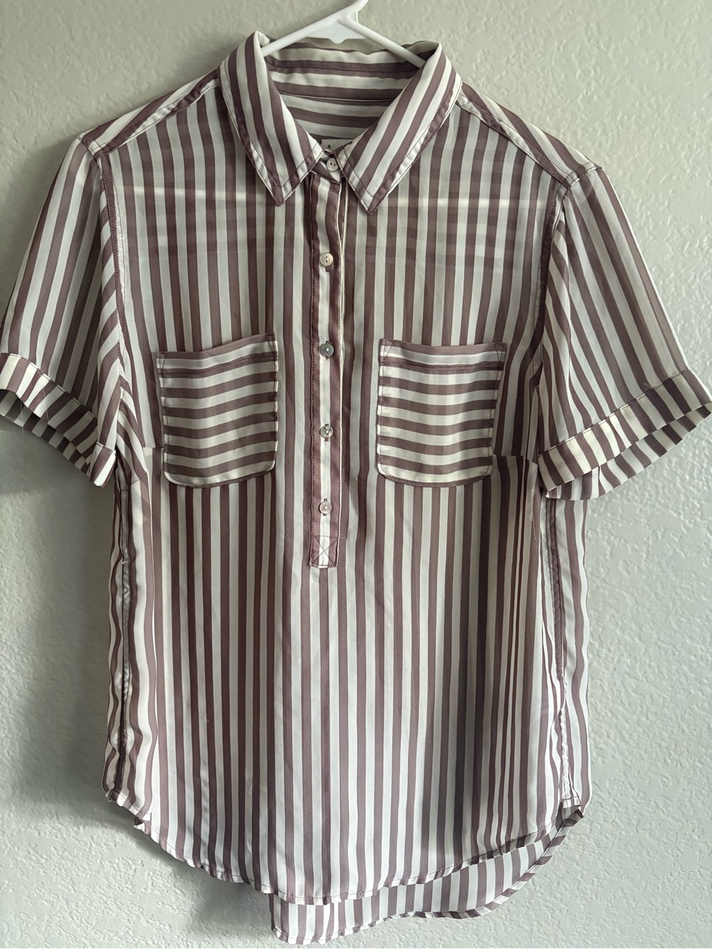 A New Day Chiffon Half-Button Down Shirt